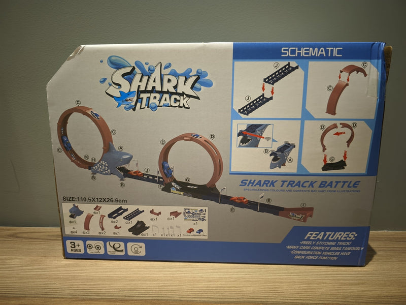 Pista de acrobacia 360º com lançador - TEMA TUBARÃO - Happy Kids Toys - pista de carrinho | Compre na Happy Kids Toys e aproveite! Frete Grátis 🚀